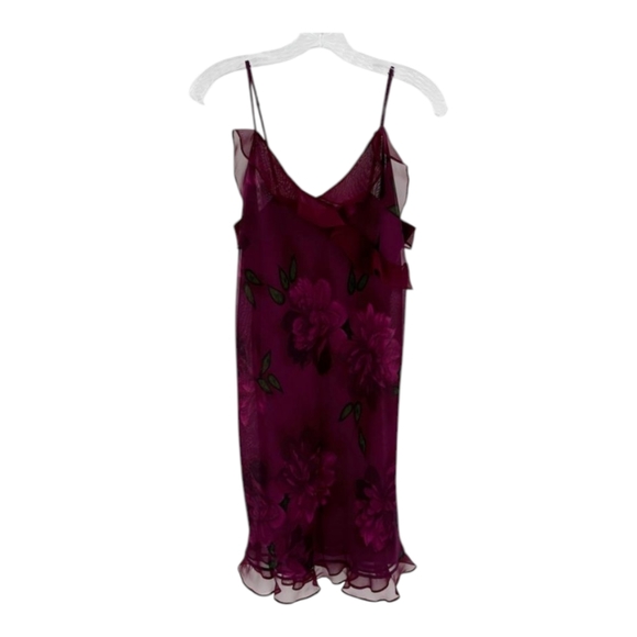 Victoria's Secret Other - 😍Valerie Stevens! Plum Floral Adjustable Straps V-Neck Sheer Chiffon Nightgown